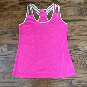 Hind Pink with Yellow Green Piping Performance Tank Top Women’s Size Small